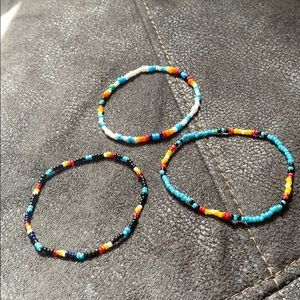 Set of three Native American beaded bracelets